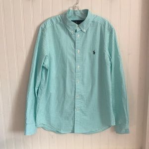 Ralph Lauren Boys aqua check L/S button-down, L